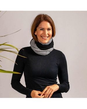 Black Accessories Black And Warm Grey Cashmere Knit Snood