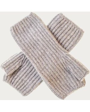 Black Accessories Rib Knit Cashmere Wrist Warmers - Grey