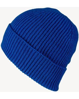 Black Accessories Sapphire Rib Knit Cashmere Beanie - Blue