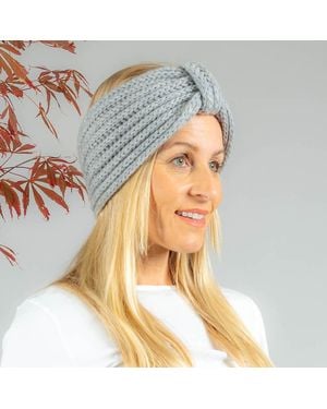 Black Accessories Dove Rib Knit Cashmere Ear Warmer - Metallic
