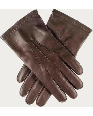 Black Accessories Hand Stitched Cashmere Lined Leather Gloves - Brown