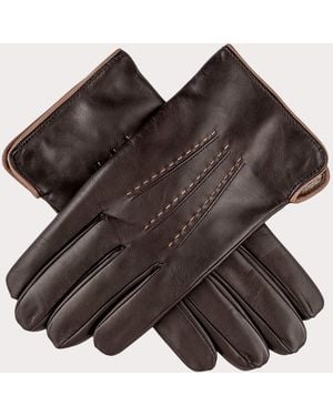 Black Accessories Two Tone Cashmere Lined Leather Gloves - Brown