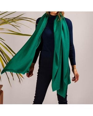 Black Accessories Emerald Handwoven Cashmere Shawl - Green