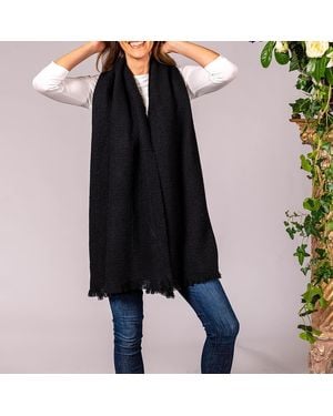 Black Accessories Super Luxe Ebony Basket Weave Cashmere Shawl - Multicolour