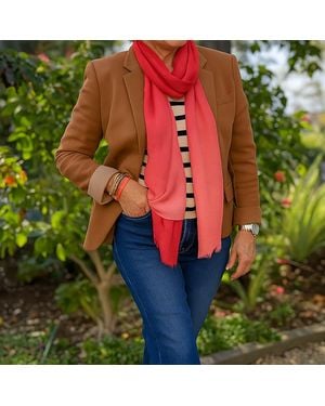 Black Accessories Imperfectly Yours: Carmine To Coral Cashmere & Silk Wrap - Red
