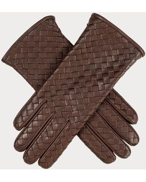 Black Accessories Havana Woven Cashmere Lined Leather Gloves - Brown