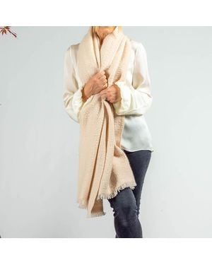 Black Accessories Super Luxe Cornish Cream Basket Weave Cashmere Shawl - Natural