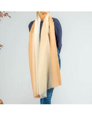 Black Accessories Cream To Caramel Cashmere And Silk Wrap - Natural