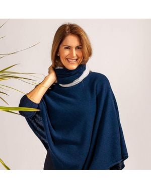 Black Accessories Navy And Warm Grey Cashmere Knit Snood - Blue