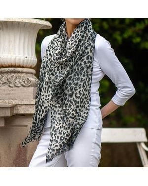 Black Accessories Leopard Print Cashmere And Silk Scarf - Multicolour