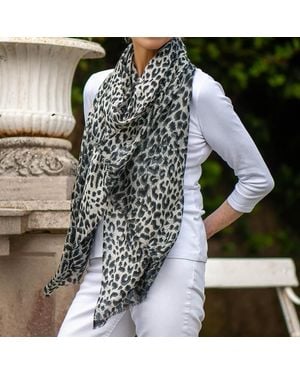 Black Accessories Leopard Print Cashmere And Silk Scarf - Multicolour