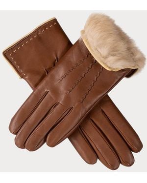Black Accessories Hazelnut And Cream Rabbit Fur Lined Leather Gloves - Brown