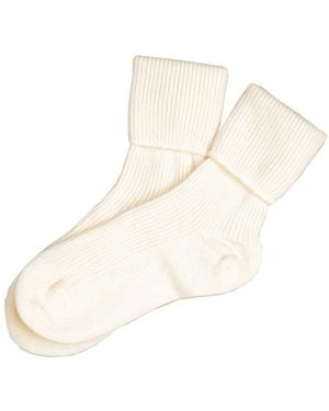 Black Accessories Ivory Cashmere Bed Socks - White