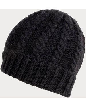 Black Accessories Sable Plaited Italian Cashmere Beanie - Black