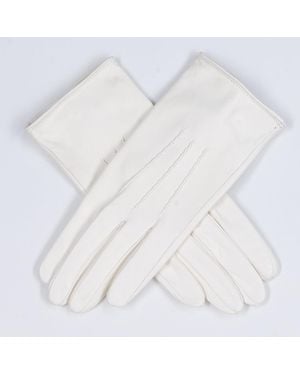 Black Accessories Ivory Silk Lined Italian Leather Gloves - White