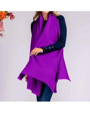 Black Accessories French Handwoven Cashmere Shawl - Purple