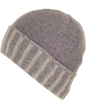 Black Accessories Two Tone Cashmere Beanie Hat - Grey