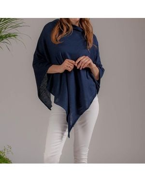 Black Accessories Cotton And Cashmere Poncho - Blue