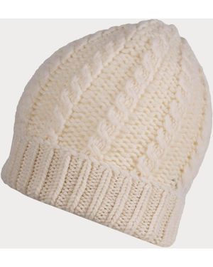 Black Accessories Cream Plaited Italian Cashmere Beanie - Natural