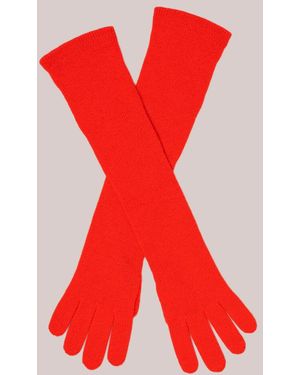 Black Accessories Long Sizzling Italian Cashmere Gloves - Red