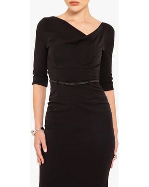 Black Halo Classic 3/4 Sleeve Jackie O Sheath Dress - Black
