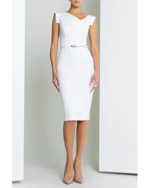 Black Halo Classic Jackie O Sheath Dress - White