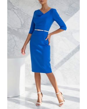 Black Halo 3/4 Sleeve Jackie O Sheath Dress - Blue