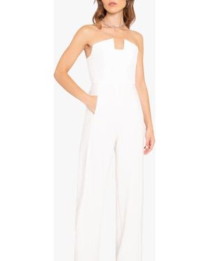Black Halo Lena Strapless Mixed Media Jumpsuit - White