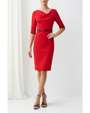 Black Halo Classic 3/4 Sleeve Jackie O Sheath Dress - Red
