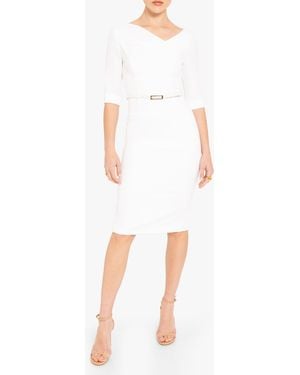 Black Halo 3/4 Sleeve Jackie O Dress - White
