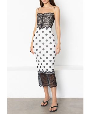 Black Halo Pomi Midi Dress - White