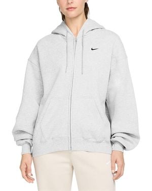 Nike Studio Fleece Weight Oversized Full Zip Hoodie - White