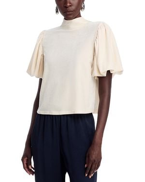 AREA STARS Velvet Mock Neck Top - White
