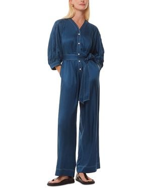 Whistles Mabel Topstitched Belted Jumpsuit - Blue