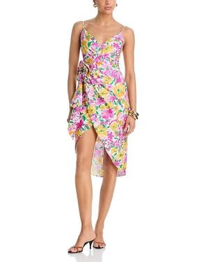 Aqua Floral Gathered Dress