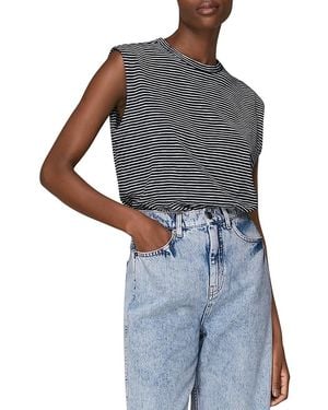 Whistles Organic Cotton Striped Muscle Tee - Blue