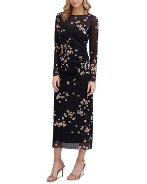 Ted Baker Printed Mesh Column Dress - Black