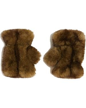Apparis Ariel Faux Fur Fingerless Gloves - Brown