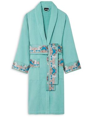 Versace Coral Theater Terry Bath Robe - Blue