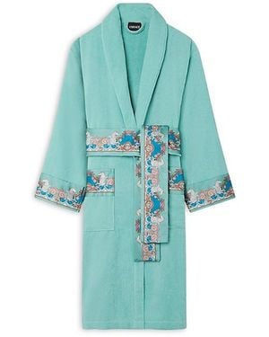 Versace Coral Theater Terry Bath Robe - Blue
