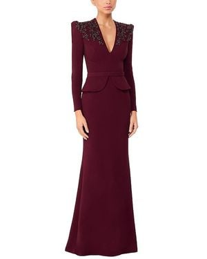 Jenny Packham Night Flowering Sequin-Embellished V-Neck Maxi Dress - Purple