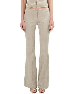 Nocturne Snake Print Jacquard Flare Pants - Natural