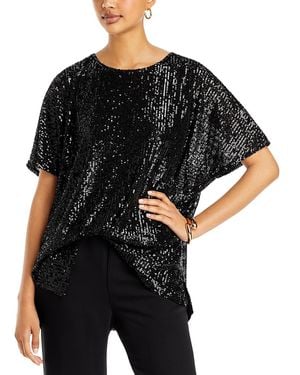 Caroline Rose Sequin Caftan Top - Black