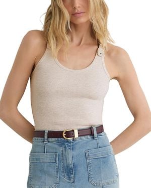 Reiss Cotton Stretch Ribbed Tank - Blue