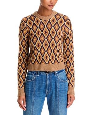 Mother The Crop Printed Sweater - Blue