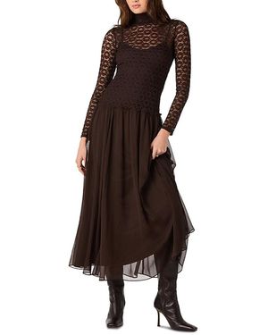 Astr Camila Mixed Media Maxi Dress - Brown