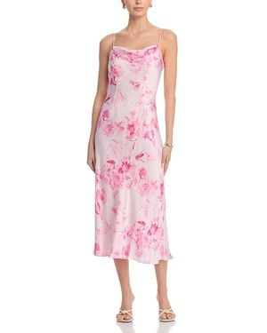 French Connection Oona Satin Sophie Floral Midi Dress - Pink