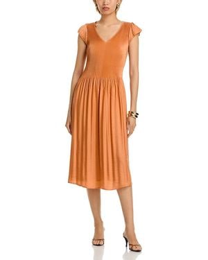 Tahari Flutter Sleeve Midi Dress - Orange