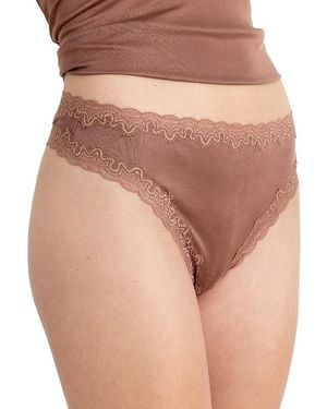Uwila Warrior Soft Silk Lace Trim Thong - Multicolor