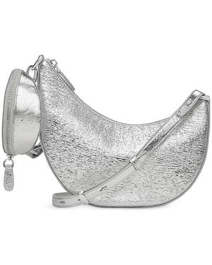 Kate Spade Duo Crinkle Metallic Leather Crossbody - Gray